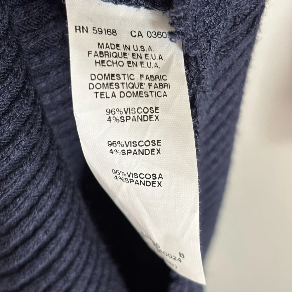 Fifteen Twenty Large Made in USA Rib Knit Raw Hem Duster Cardigan Navy Blue - Picture 5 of 5